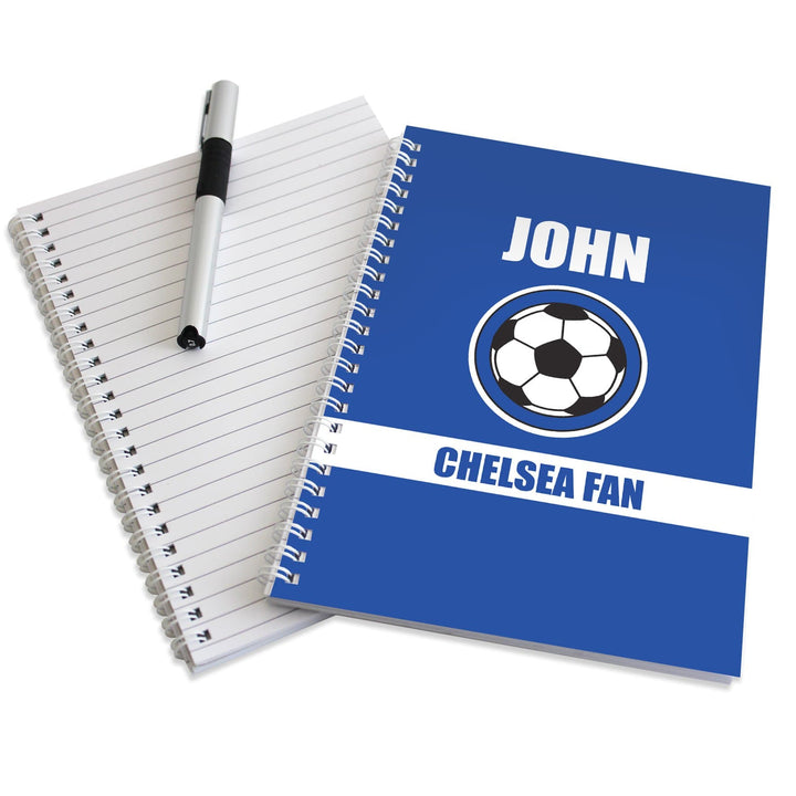Personalised Memento Stationery &amp; Pens Personalised Dark Blue Football Fan A5 Notebook