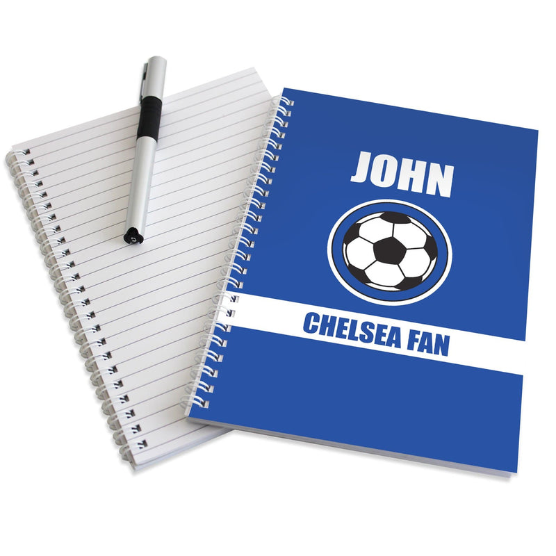 Personalised Memento Stationery & Pens Personalised Dark Blue Football Fan A5 Notebook