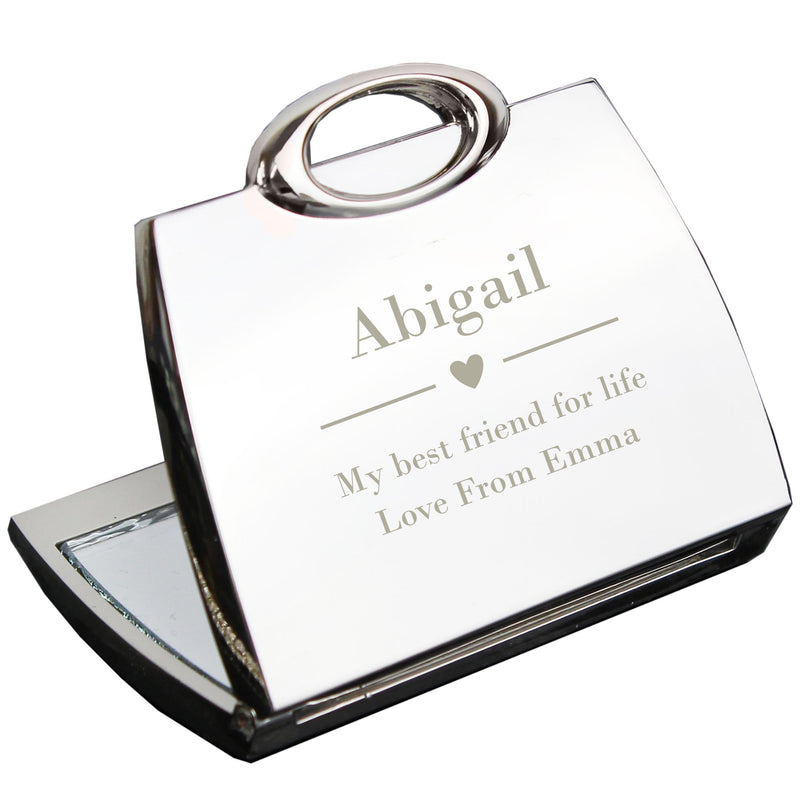Personalised Memento Keepsakes Personalised Decorative Heart Handbag Compact Mirror
