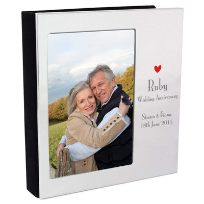 Personalised Memento Photo Frames, Albums and Guestbooks Personalised Decorative Ruby Anniversary 4x6 Photo Frame Album