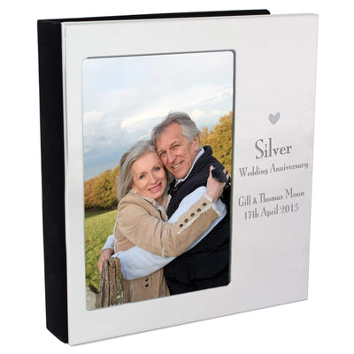 Personalised Memento Photo Frames, Albums and Guestbooks Personalised Decorative Silver Anniversary 4x6 Photo Frame Album