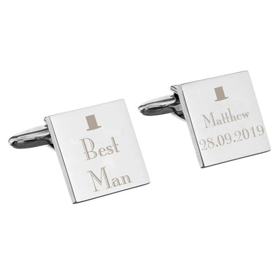 Personalised Memento Jewellery Personalised Decorative Wedding Best Man Square Cufflinks