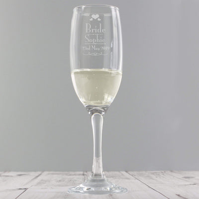 Personalised Memento Glasses & Barware Personalised Decorative Wedding Bride Glass Flute