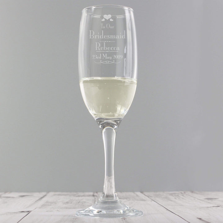 Personalised Memento Glasses &amp; Barware Personalised Decorative Wedding Bridesmaid Glass Flute