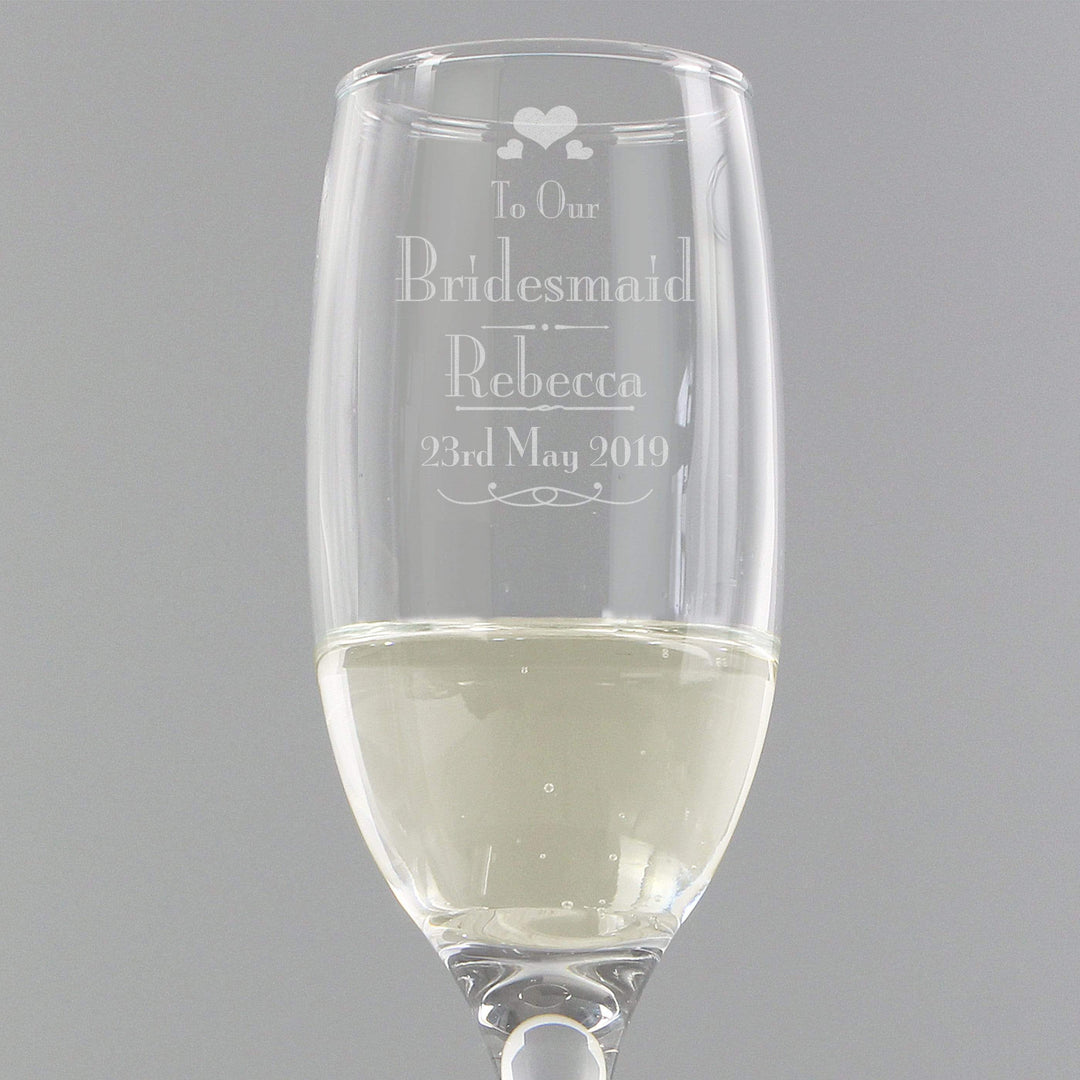 Personalised Memento Glasses &amp; Barware Personalised Decorative Wedding Bridesmaid Glass Flute