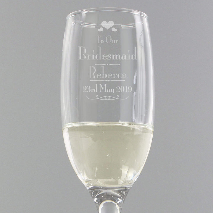 Personalised Memento Glasses &amp; Barware Personalised Decorative Wedding Bridesmaid Glass Flute