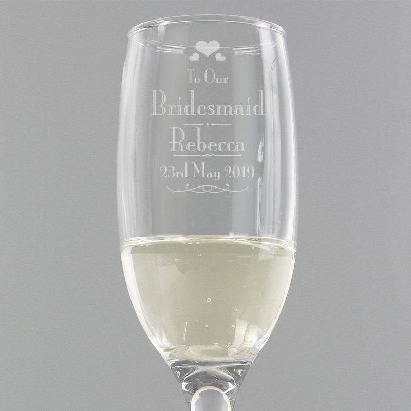 Personalised Memento Glasses & Barware Personalised Decorative Wedding Bridesmaid Glass Flute