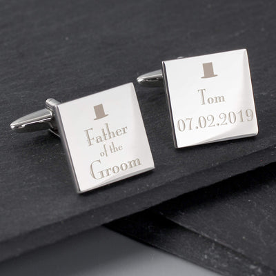 Personalised Memento Jewellery Personalised Decorative Wedding Father of the Groom Square Cufflinks