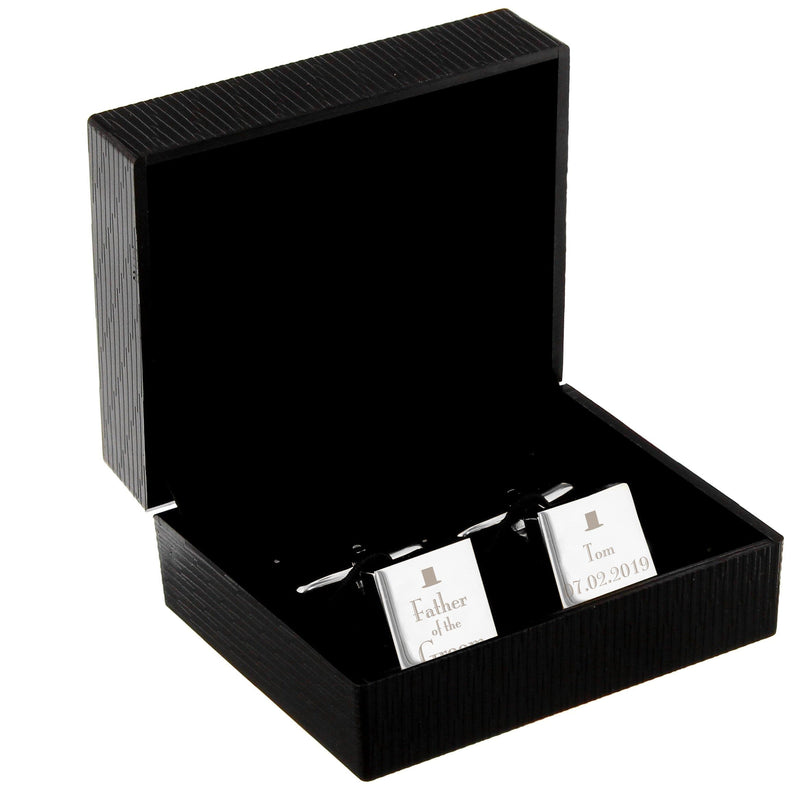 Personalised Memento Jewellery Personalised Decorative Wedding Father of the Groom Square Cufflinks