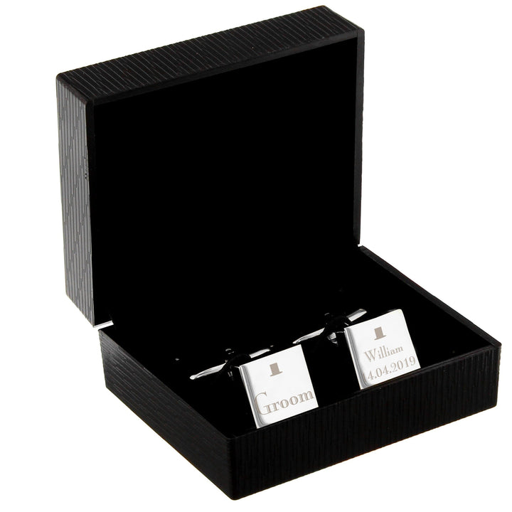 Personalised Memento Jewellery Personalised Decorative Wedding Groom Square Cufflinks