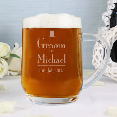 Personalised Memento Glasses & Barware Personalised Decorative Wedding Groom Tankard