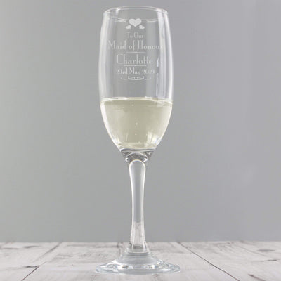 Personalised Memento Glasses & Barware Personalised Decorative Wedding Maid of Honour Glass Flute