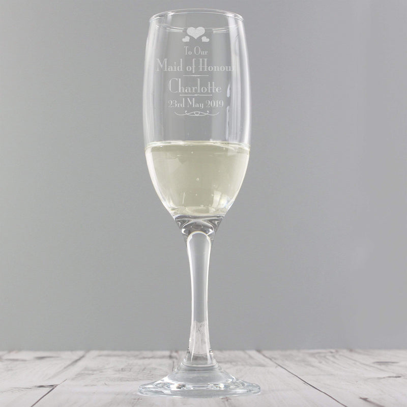 Personalised Memento Glasses & Barware Personalised Decorative Wedding Maid of Honour Glass Flute