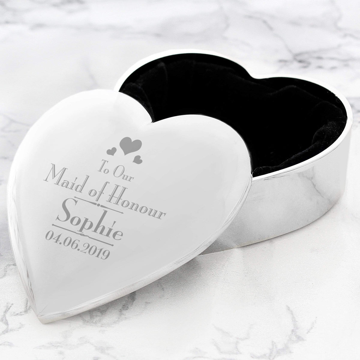 Personalised Memento Trinket, Jewellery & Keepsake Boxes Personalised Decorative Wedding Maid of Honour Heart Trinket Box