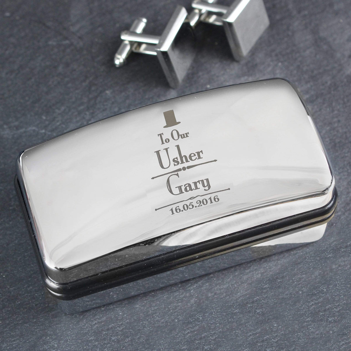 Personalised Memento Jewellery Personalised Decorative Wedding Usher Cufflink Box