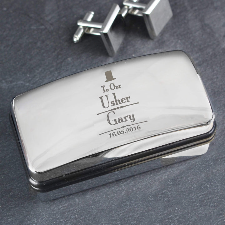Personalised Memento Jewellery Personalised Decorative Wedding Usher Cufflink Box