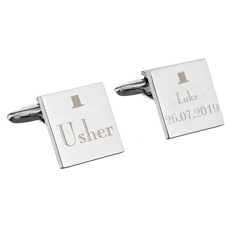 Personalised Memento Jewellery Personalised Decorative Wedding Usher Square Cufflinks