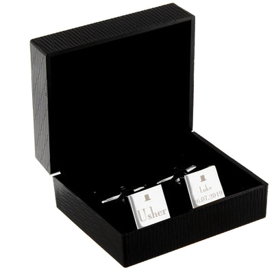 Personalised Memento Jewellery Personalised Decorative Wedding Usher Square Cufflinks