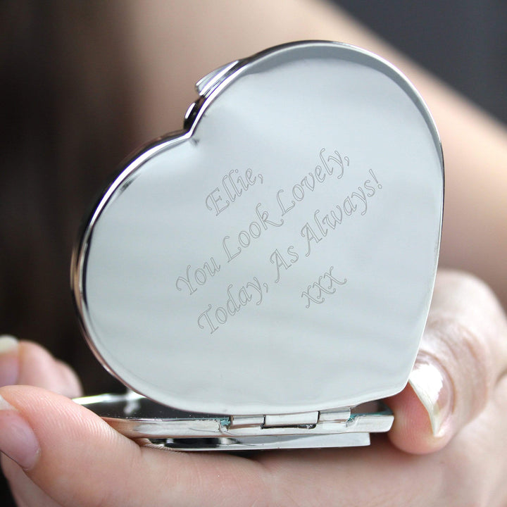 Personalised Memento Keepsakes Personalised Diamante Heart Compact Mirror