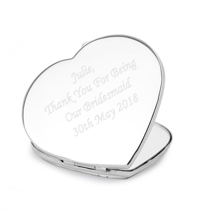 Personalised Memento Keepsakes Personalised Diamante Heart Compact Mirror