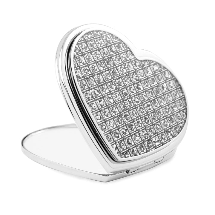 Personalised Memento Keepsakes Personalised Diamante Heart Compact Mirror