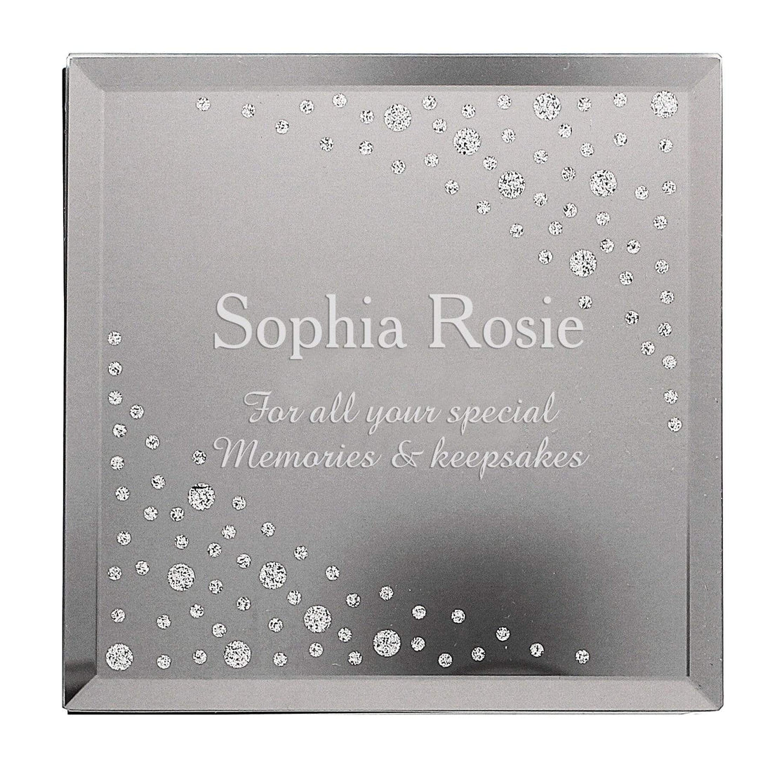 Personalised Memento Trinket, Jewellery &amp; Keepsake Boxes Personalised Diamante Name &amp; Message Glass Trinket Box