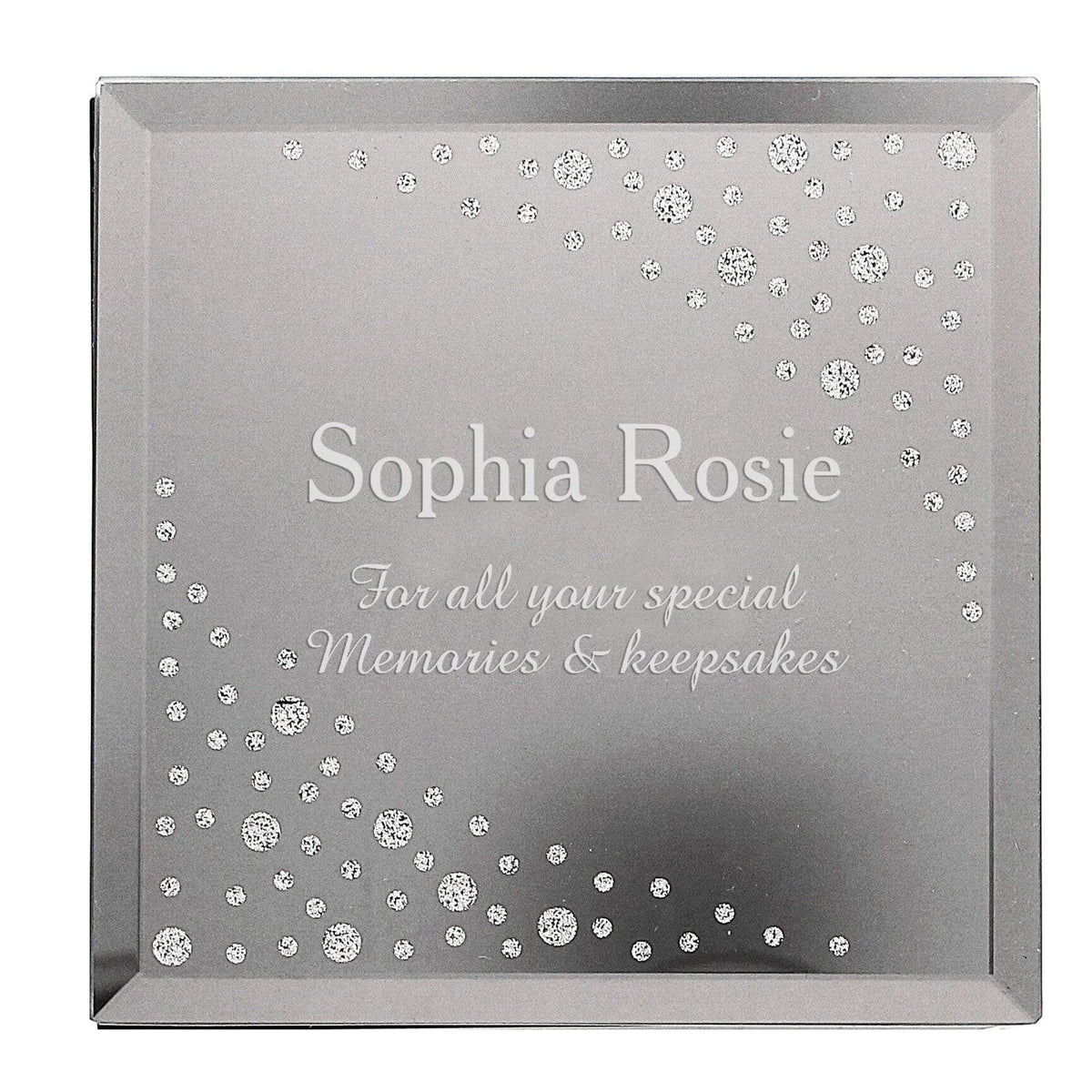 Personalised Memento Trinket, Jewellery & Keepsake Boxes Personalised Diamante Name & Message Glass Trinket Box