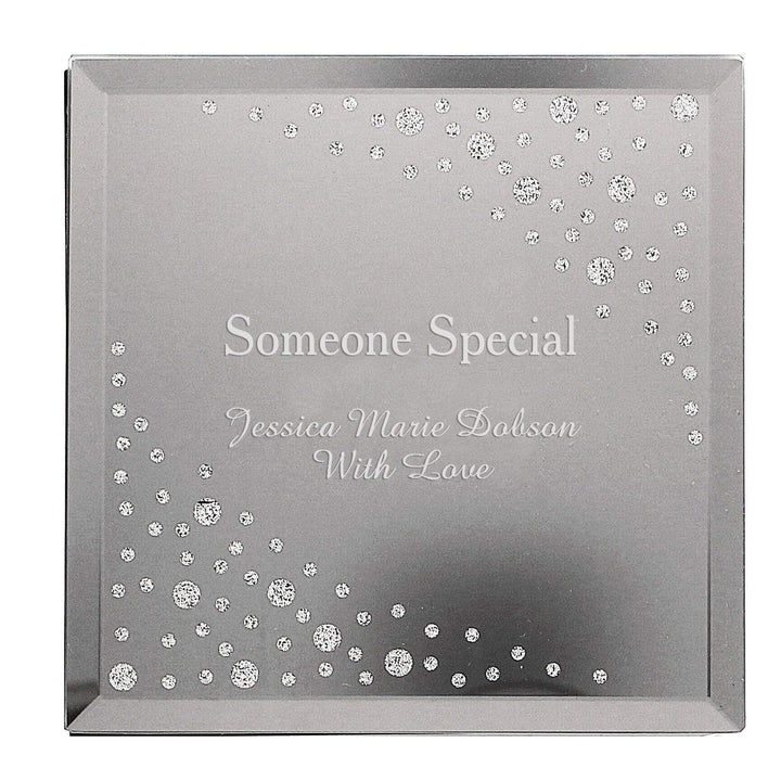 Personalised Memento Trinket, Jewellery &amp; Keepsake Boxes Personalised Diamante Name &amp; Message Glass Trinket Box
