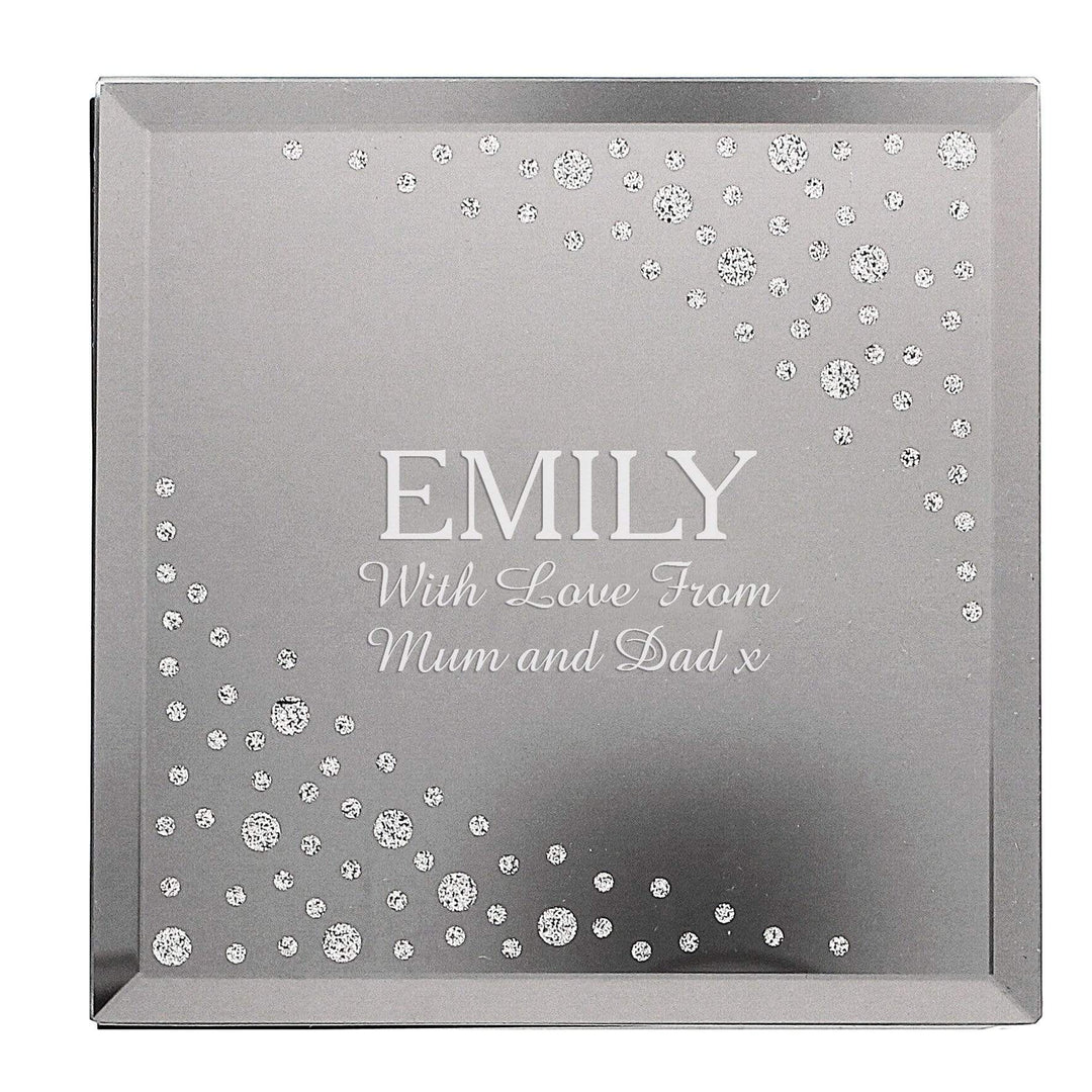 Personalised Memento Trinket, Jewellery &amp; Keepsake Boxes Personalised Diamante Name &amp; Message Glass Trinket Box
