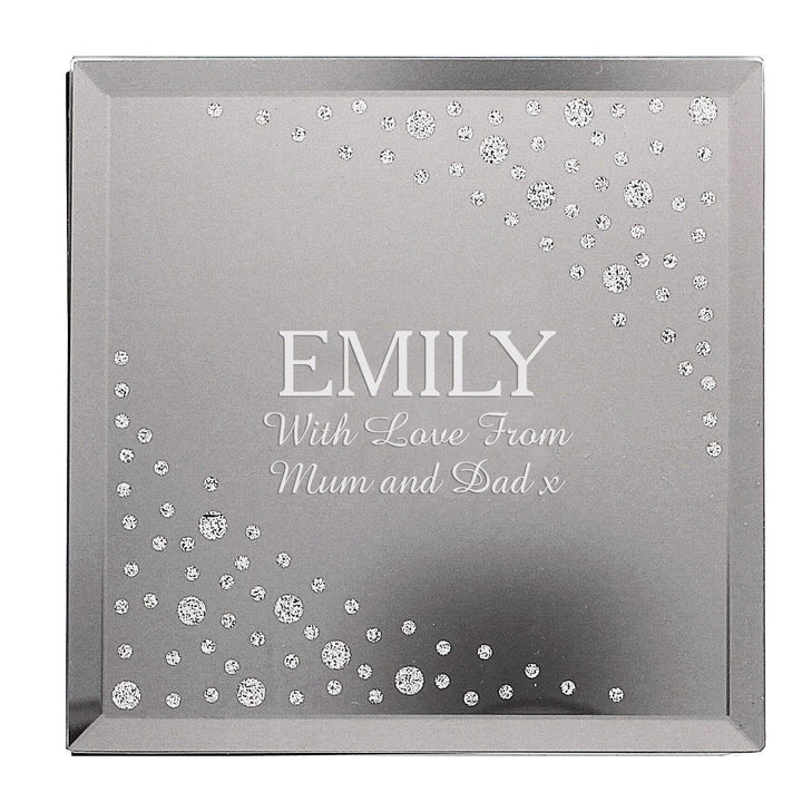 Personalised Memento Trinket, Jewellery &amp; Keepsake Boxes Personalised Diamante Name &amp; Message Glass Trinket Box