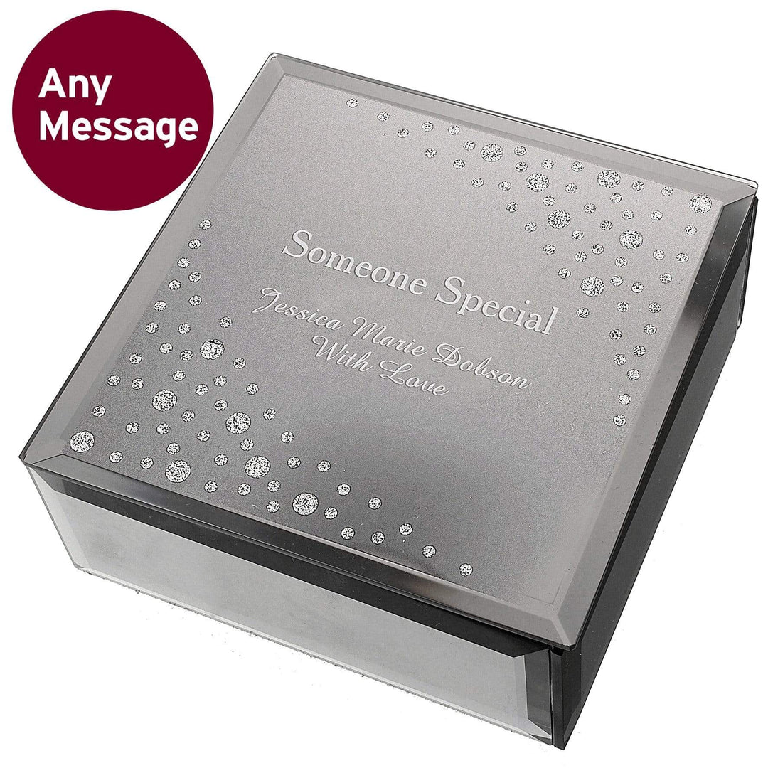 Personalised Memento Trinket, Jewellery &amp; Keepsake Boxes Personalised Diamante Name &amp; Message Glass Trinket Box