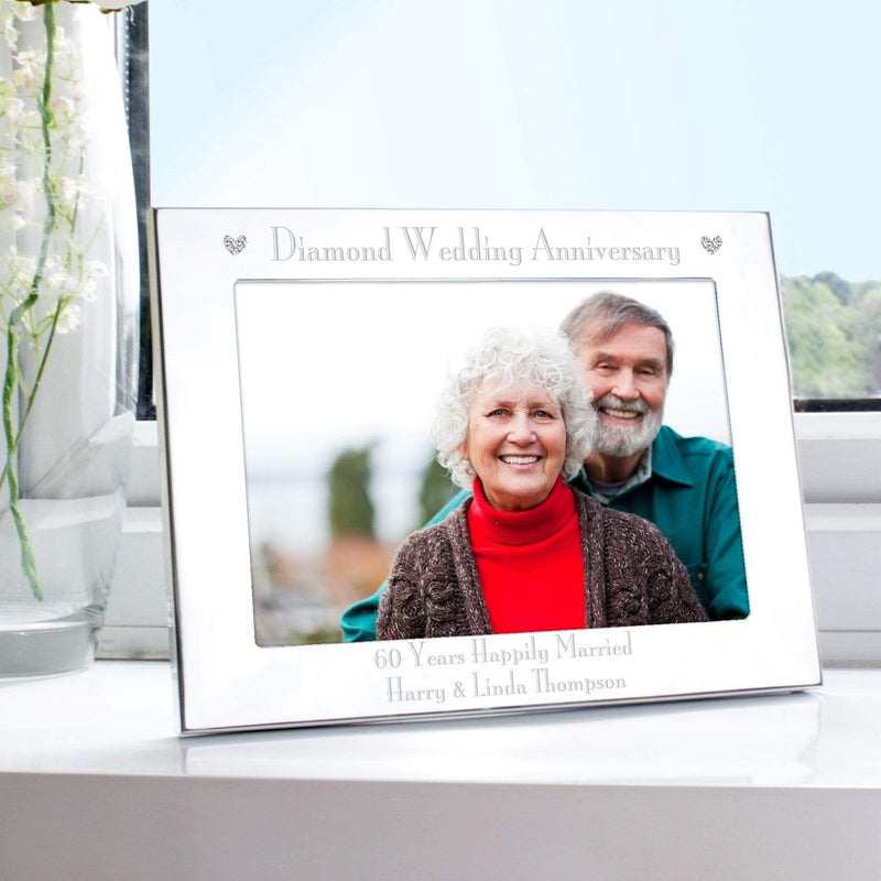 Personalised Memento Photo Frames, Albums and Guestbooks Personalised Diamond Anniversary 7x5 Landscape Photo Frame