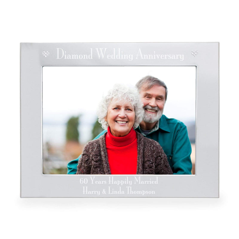 Personalised Memento Photo Frames, Albums and Guestbooks Personalised Diamond Anniversary 7x5 Landscape Photo Frame