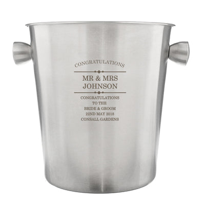 Personalised Memento Personalised Diamond Stainless Steel Ice Bucket