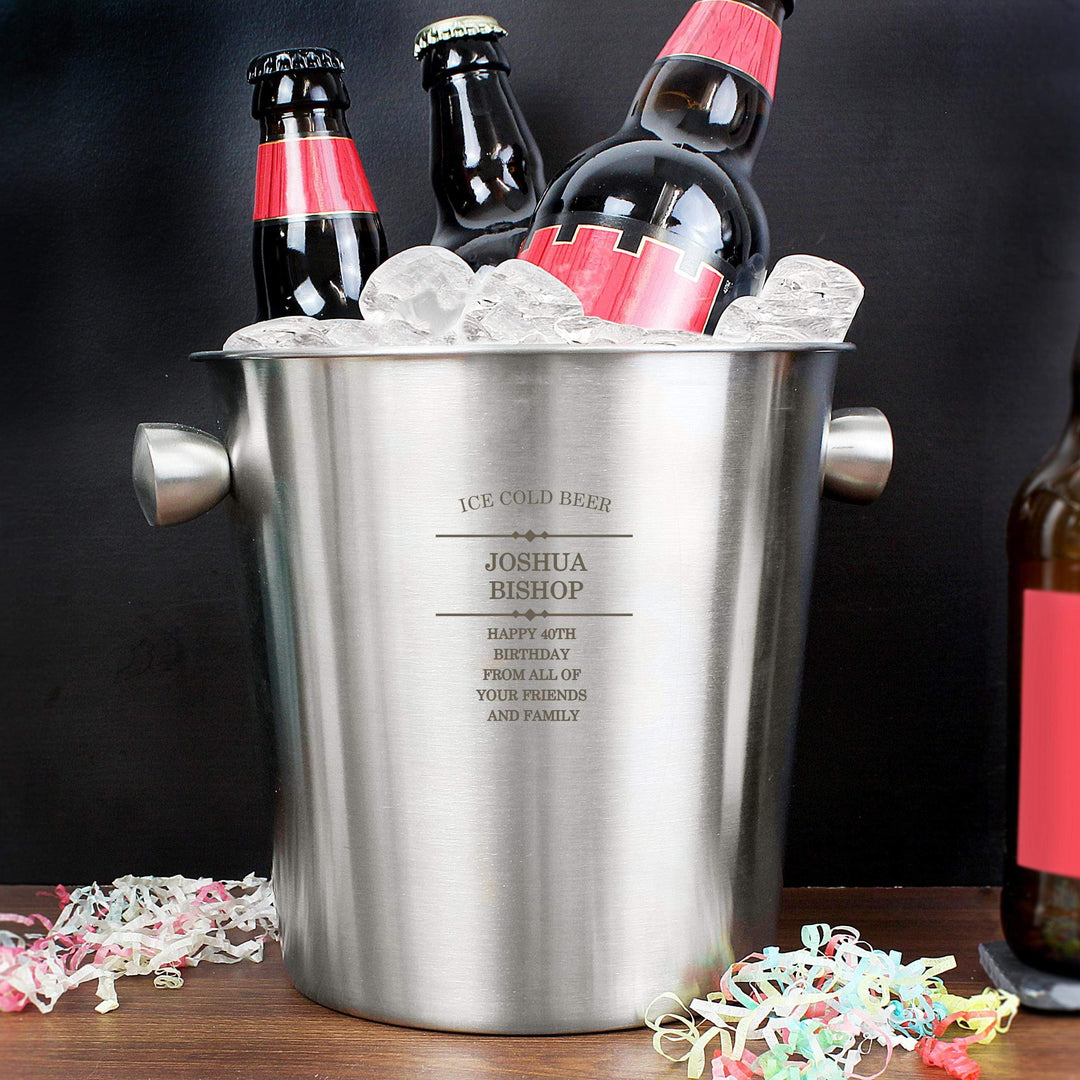 Personalised Memento Personalised Diamond Stainless Steel Ice Bucket