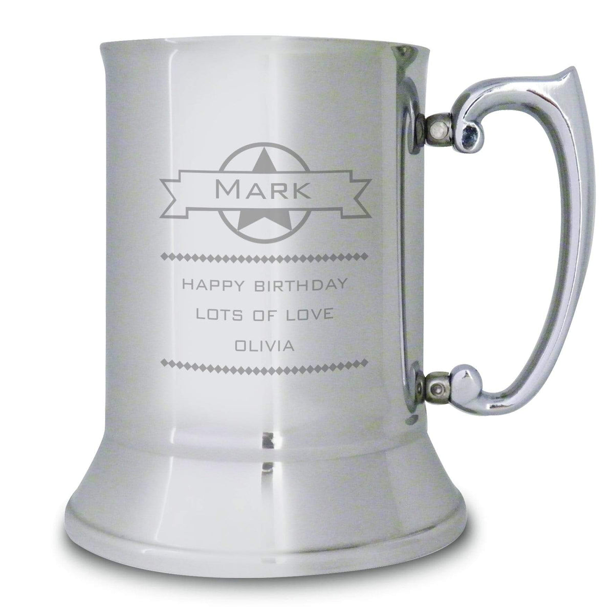 Personalised Memento Glasses & Barware Personalised Diamond Stainless Steel Tankard