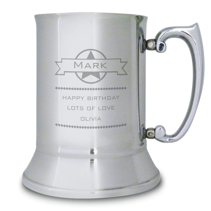 Personalised Memento Glasses &amp; Barware Personalised Diamond Stainless Steel Tankard
