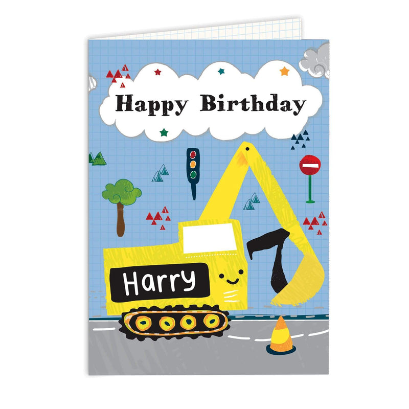 Personalised Memento Greetings Cards Personalised Digger Birthday Card