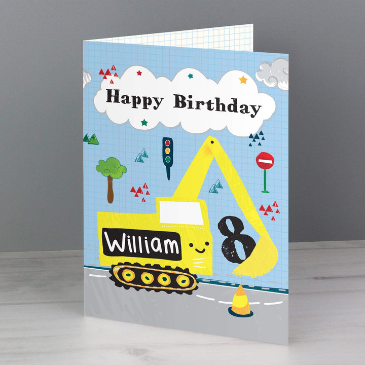 Personalised Memento Greetings Cards Personalised Digger Birthday Card