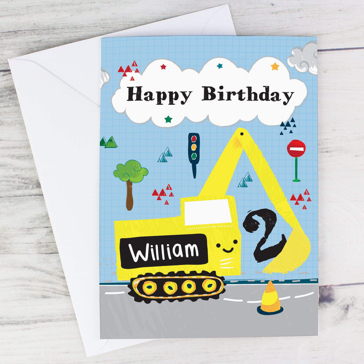 Personalised Memento Greetings Cards Personalised Digger Birthday Card