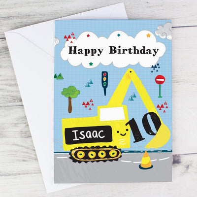 Personalised Memento Greetings Cards Personalised Digger Birthday Card