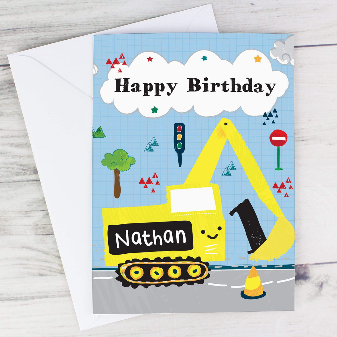 Personalised Memento Greetings Cards Personalised Digger Birthday Card