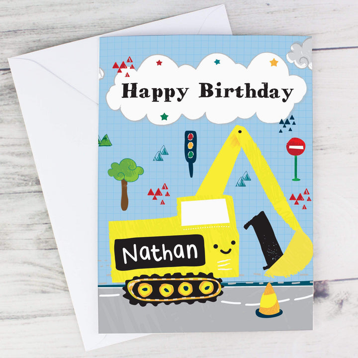 Personalised Memento Greetings Cards Personalised Digger Birthday Card