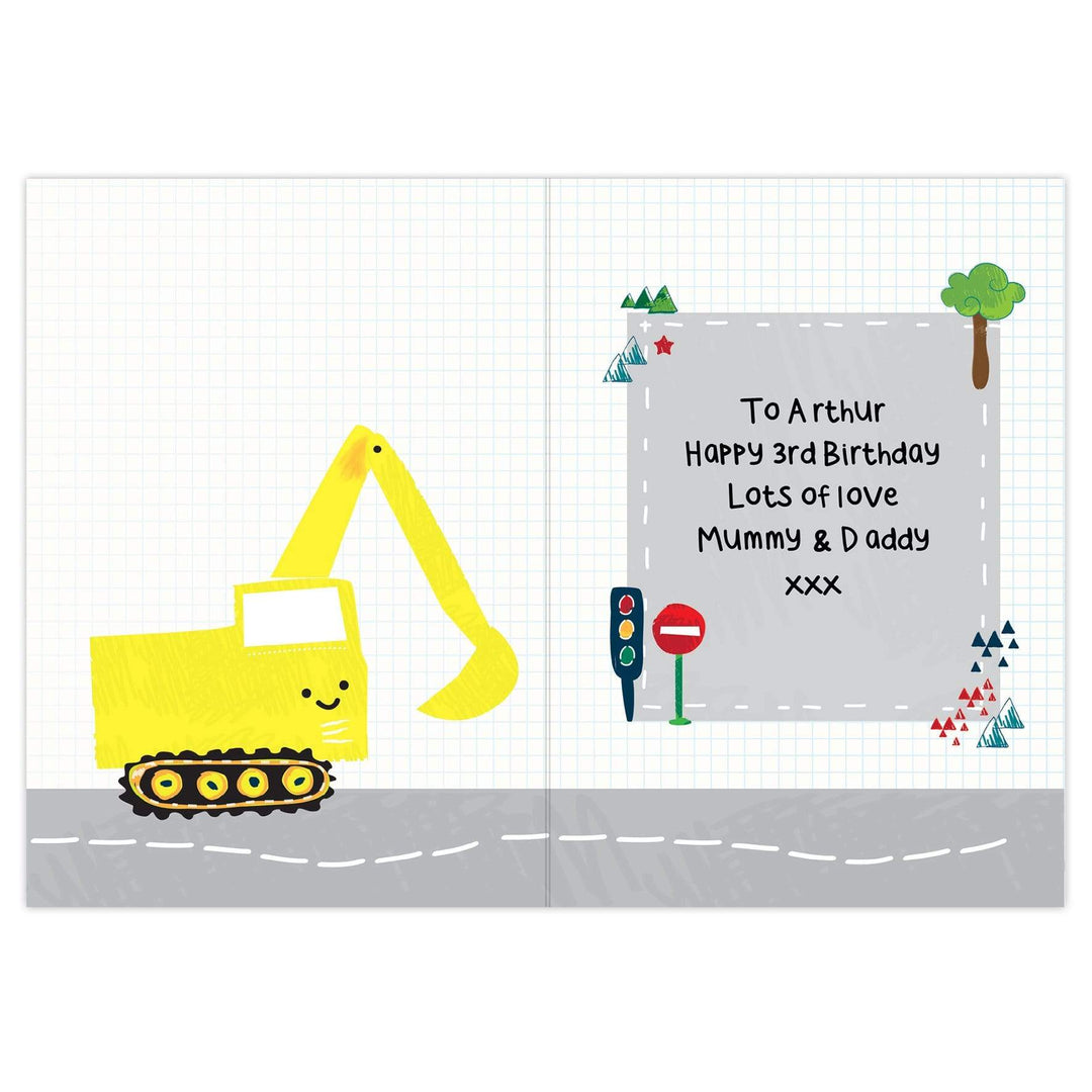 Personalised Memento Greetings Cards Personalised Digger Birthday Card