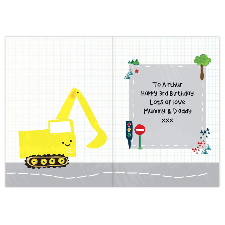 Personalised Memento Greetings Cards Personalised Digger Birthday Card