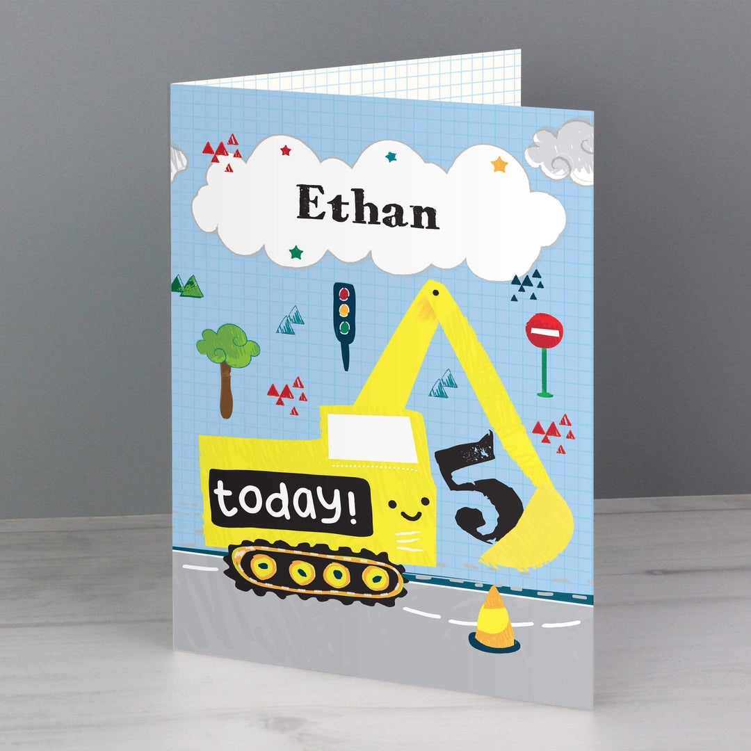 Personalised Memento Greetings Cards Personalised Digger Birthday Card
