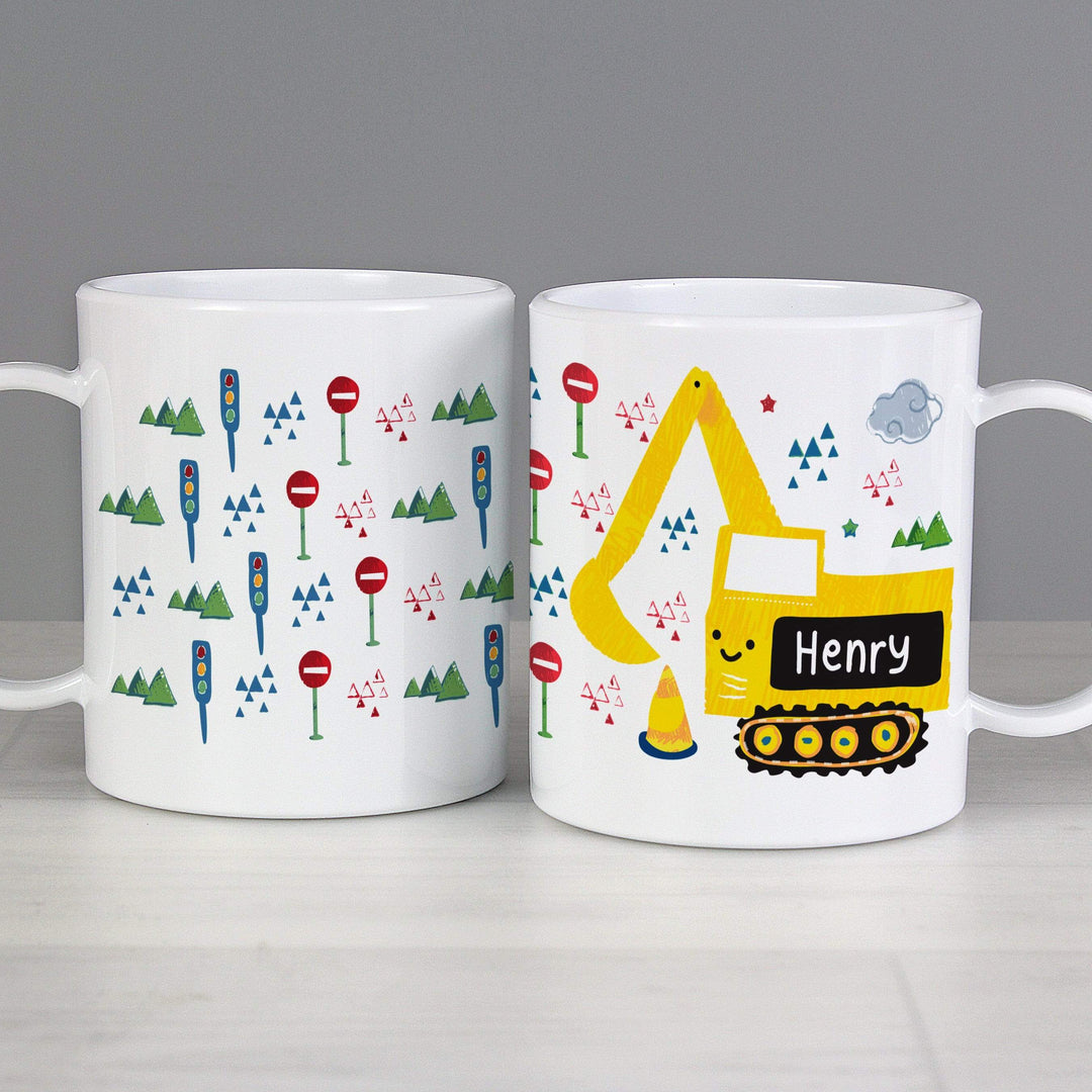 Personalised Memento Mealtime Essentials Personalised Digger Plastic Mug