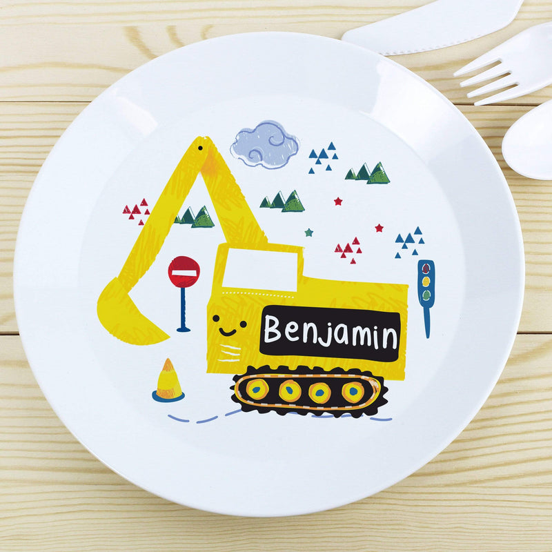 Personalised Memento Mealtime Essentials Personalised Digger Plastic Plate