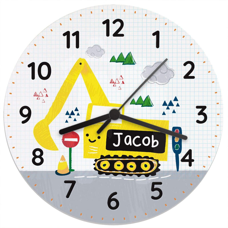Personalised Memento Clocks & Watches Personalised Digger Wooden Clock