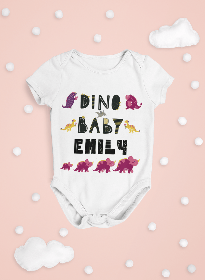 The Little Personal Shop Babygrows Personalised Dino Baby Girl